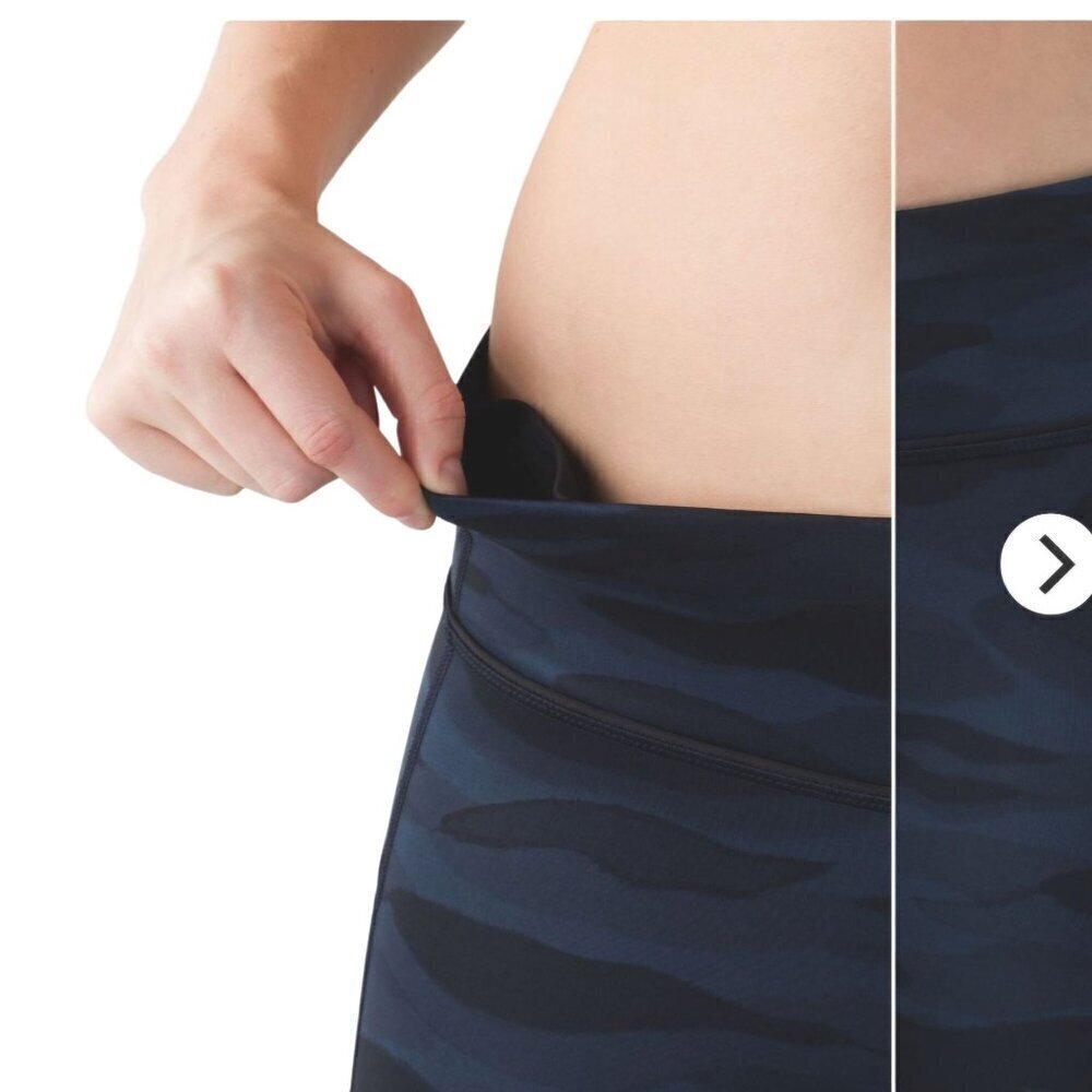 Lululemon Pace Rival Crop Full On Legging Mini Coast Deep Navy Camo Black Size 4 - Picture 8 of 11